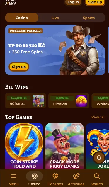 PlayJonny App-Ansicht auf dem Smartphone
