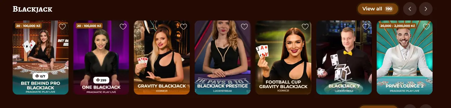 Blackjack-Tisch im Live-Casino von PlayJonny